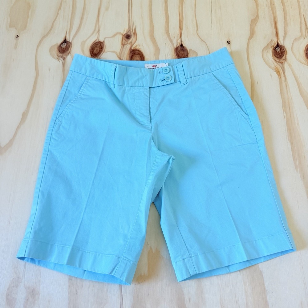 Vineyard Vines Womens 4 Daybreak Chino Shorts Turquoise Stretch Preppy Cotton